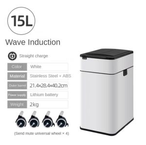 9/15/20/30/40/50/60L Smart Automatic Trash Can with Lid Motion Sensor Stainless Steel Garbage Can for Bedroom Bathroom Kitchen Office High-Capacity Automatic Touchless Infrared Trash Waste Bin with Butterfly Lid