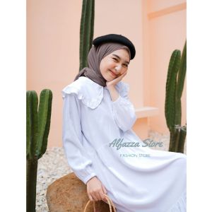 Marita Midi Dress Menyusui Motif Polos Rayon Crinkle Pakaian Muslim Wanita