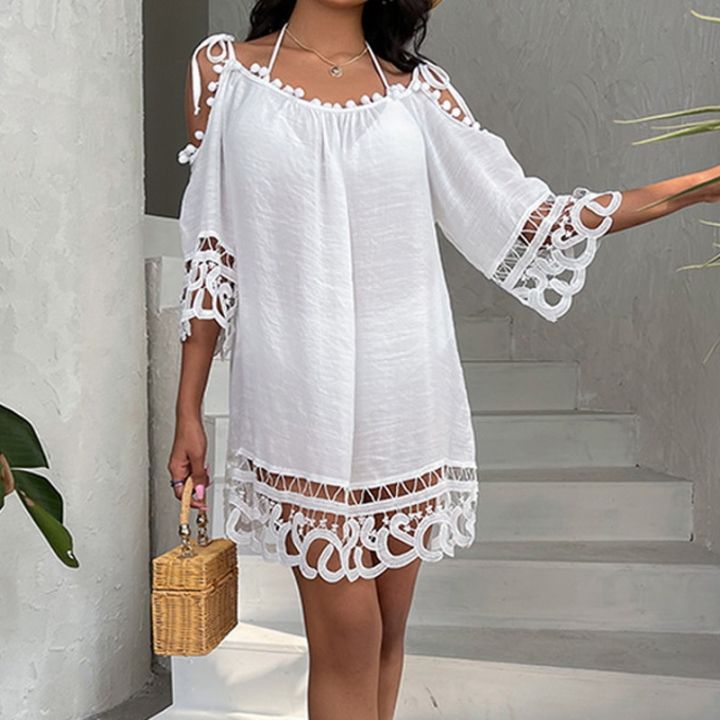 Ready Stock-Summer Knitted Beach Cover Up Women New Bikini