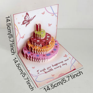 Phong bì thiệp chúc phúc bánh 3D lập thể của thiệp chúc mừng bướm vàng lebi quà tặng sinh nhật sáng tạo dễ thương thiệp chúc mừng lập thể