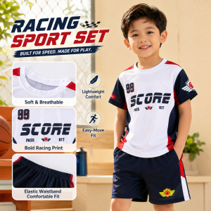 AILEBE Kids Sets Terno For Boys   Print Short Sleeve T-Shirt And Shorts 2Pcs Set Soft Breathable Lightweight Fabric Casual Sporty OOTD Summer Daily Wear Outdoor School Party