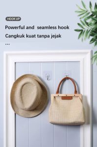 Magic seamless hook powerful non-mark free hole waterproof dampproof self sticky metal adhesive adsorption hanger hook E-18th Hot Powerful and seamless paste hook Adhesive paste Wall hanging load-bearing suction cup kitchen hook Powerful viscose hook tran