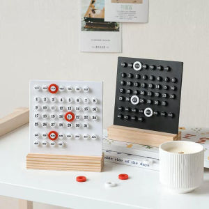 DIY Acrylic Calendar with Wooden Base Handmade Desktop Date Planner Unique 3-Ring Detachable Design
