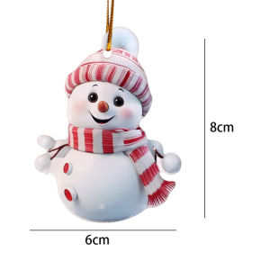 5Pcs Christmas Santa Claus Snowman Pendants Acrylic Cartoon Xmas Tree Hanging Ornaments Home Garden Party Decoration Supplies