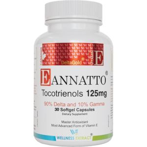 WELLNESS EXTRACT Eannatto Tocotrienols Vitamin E s Tocopherol Free Non-GMO Gluten Free & Antioxidant (125MG 60 Softgels)
