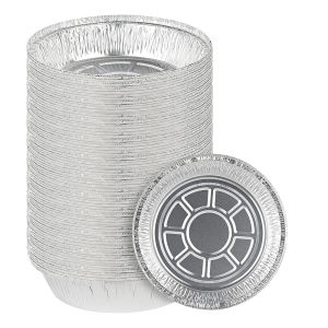 Air Fryer Aluminum Foil Pans 30 Pack 8 Inch Round Disposable Baking Containers for BBQ Oven Party Storage No Lids