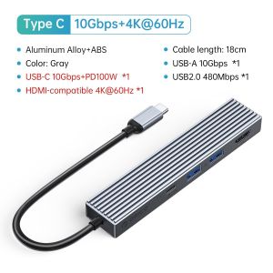 ORICO HUB Type C USB 3.2 10Gbps 4 Cổng 4K60Hz Hdmi-compatib PD100 SD TF Splitter OTG Bộ Chuyển Đổi Cho Macbook Máy Tính Để Bàn Phụ Kiện