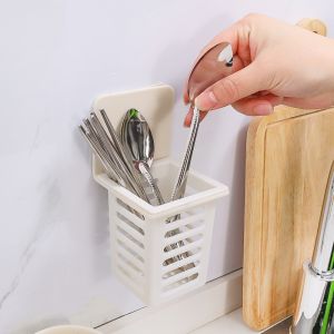 3pcs Kitchen Tableware Storage Box Tableware Holder Spoon Drain Basket Wall Cutlery Chopsticks