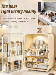 Light Luxury Cosmetic Organizer Large Capacity Cosmetics Storage Box With Led Mirror Jewellery Organizer Dustproof Luxury Portable Cosmetic Organizer
