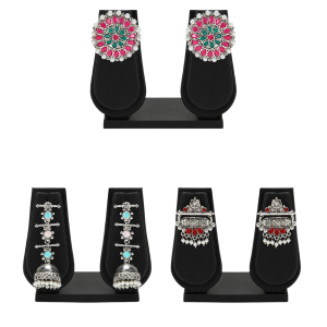 Reesha Jewel  - A combo Set of 3 Silver oxidized earrings