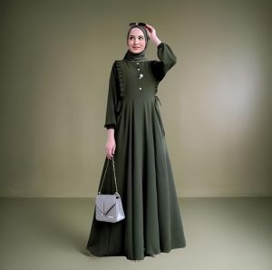 Meika Mika Dress Gamis Crinkle Airflow Premium Kancing Polos