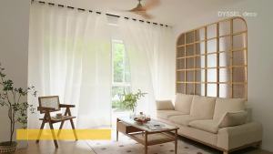 Modern White Linen Solid Sheer European Style Window Curtains with Rod Pocket Grommet for Living Room and Bedroom Decor