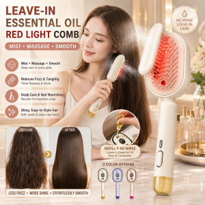 Leave In Oil Hair Comb / Red Light Hairbrush / Hair Care Essential Oil Brush / Nourishing Bristle Comb / Scalp Massage Hair Tool / Smooth Soft Hair / No Wash Needed