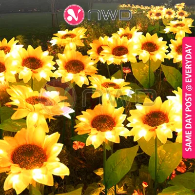 《 𝗔𝗨𝗧𝗢 𝗚𝗟𝗢𝗪 》Solar LED Sunflower Light Waterproof Landscape Lamp Outdoor Night Sensor Lights Lampu Taman Hiasan 太阳能灯