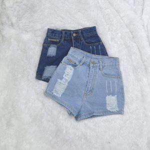 [พร้อมส่ง S-6XL] Shopth777 กางเกงขาสั้น ผู้หญิง แบบขาด ป้ายกวาง Looktrend พร้อมส่ง 2 สี ไซส์ S-6XL กางเกงยีนส์ สาวอวบ Plus size