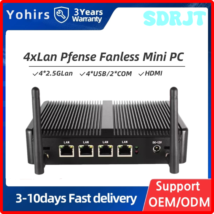 SDRJT Mini PC Fanless Intel Celeron J1900 N5095 4LAN i225-V 2.5G Micro ...