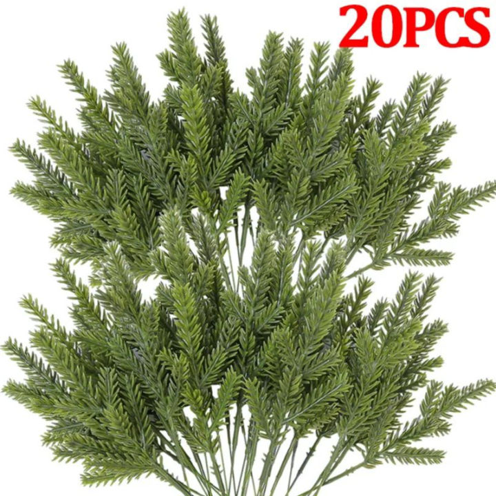 20Pcs Green Pine Christmas Leaves Plastic Vases for Wedding Decorative