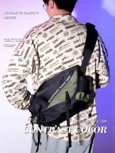 Slazenger Slazenger Trendy nd Crossbody Bag Mens Bag Casual Shoulder Bag Female Japanese Style Workwear Motorcycle Backpack Camping Satchel Riding Chest Bag Functional Messenger Bag  6015 Black and Green