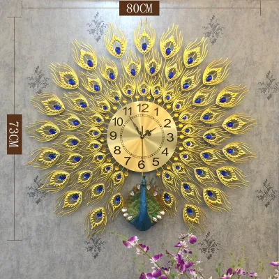 Modern Simple Peacock Wall Clock Home Living Room Creative Decor Mute Quartz Clock