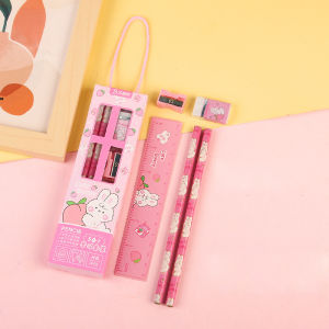 Pensil Set 5IN1 Karakter Imut Stationery Kids / School Supplies for Child Writing Gift Eraser Ruler / Paket Alat Tulis 5 Pcs Penggaris Pencil Penghapus Rautan Motif Lucu / Perlengkapan Kantor Sekolah Anak TK SD SMP Hadiah Ulang Tahun Kartun Imut - HOMIA