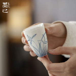 墨己玉泥云兰清欢陶瓷闻香杯功夫茶具家用陶瓷手绘兰花茶杯品茗杯