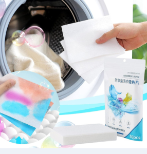 Little.Daisy98 แผ่นซักผ้า 50 แผ่น แผ่นซักผ้าป้องกันสีตก พร้อมส่ง ไม่ต้องแยกผ้า