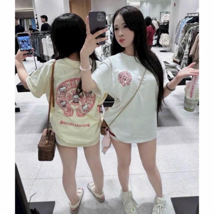 Áo phông Chom hoạ tiết mèo Kitty đính đá thời trang nam nữ hottrend