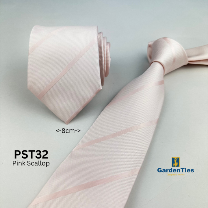 Scallop Pink Tie, Light Pink Tie, Baby Pink Tie, Soft Pink Tie, Pale