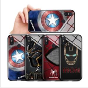 Hontinga For Realme 5i Case Marvel The Avengers Superhero Case Captain America Ironman Spiderman Tempered Glass Phone Case Back Casing Cover
