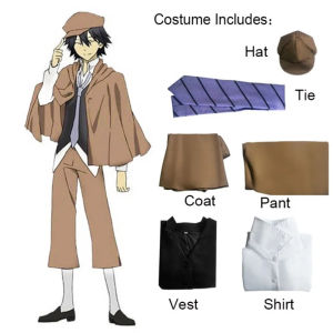 Bungo Stray Dogs Edogawa Rampo Cosplay Costume Hat Tie Jacket Pants Trench Cloak Suits Outfit Halloween Party Suit