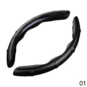 JaneDream 2Pcs Universal Carbon Fiber Car Steering Wheel Cover Non-Slip Auto Interior Decoration Accessories