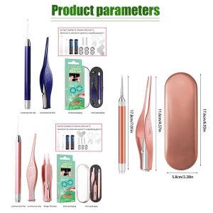 Ear Pick Set Luminous Ear Spoon Tweezers Ear Wax Removal Tool LED Luminous Earpick Ear Tweezers Portable Earwax Removal Cleaning Tool Kits LED-Earpick-Kit