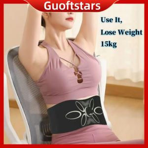 Guoftstars EMS Waist Massager Hot Compress Sweat Slimming Belt Electric Abdominal Toning Belt Abdominal Muscle Massager Body Shaping Lose Weight Fitness Workout pengurut badan