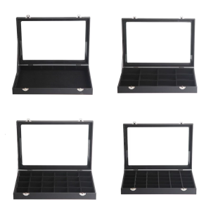 Hộp lưu trữ tinh vi da PU đen Trường hợp với nhiều phần tổ chức cho thợ kim hoàn và sử dụng nhà