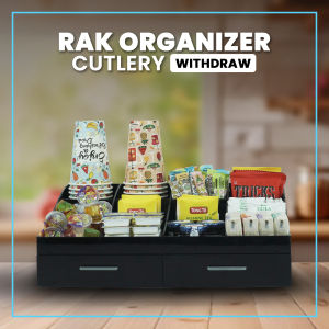 Rak Cutlery & Condiment Organizer Akrilik Minimalis With Drawer