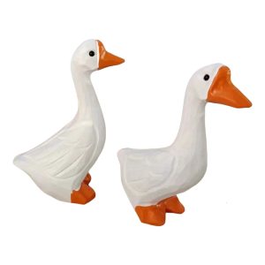 White Duck Model Handmade Sculpture Art Ornament Lovely for Distinctive Home and Office Display 2PCS
