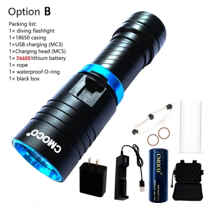 CMOCO Dv30 2500lm Cree Xm-L2 LED Diving Flashlight Torch 100m Underwater Waterproof Scuba CMOCO