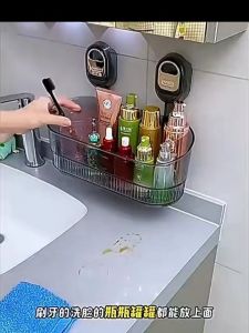 【SG Stock】Bathroom suction cup storage rack no-drill wall-mounted storage rack for toilet and washbasin