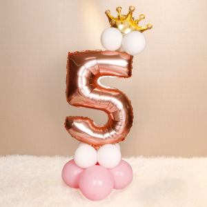 13PCS Birthday party Rainbow Gold Rose Gold Pink 32inch digital foil balloon with Crown Boy Girl Birthday Party Anniversary Celebration Wedding Anniversary Baby Shower 2024