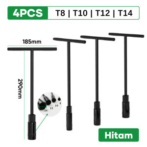 ISKU Kunci T Set 4pcs 8-14 mm Lengkap Kunci T Set T8 T10 T12 T14 Kunci Sock T