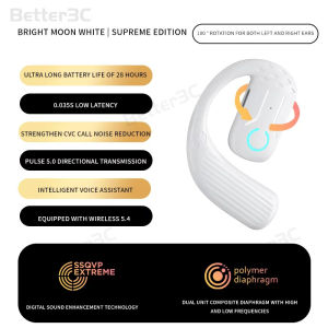 Bluetooth 5.4 Open Wireless Headphone 180°Rotation Adjustable Single Ear Button OWS Earphones Intelligent Noise Reduction Call Headset For Business Music Sports