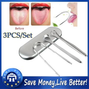 【Local delivery】 3PCS Useful Tongue Scraper Metal Cleaner Kit Reusable Professional Stainless Steel Eco-Friendly Brush Fresh Breath Oral Care Tool Tongue-Scraper-Kit