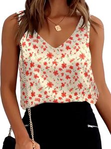 Ekouaer Womens Silk Satin Vest V Casual Strap Vest Sleeveless Strap Shirt Summer Basic Vest Shirt