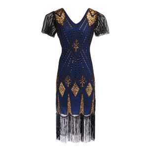 EsHi Robe Femme Roaring 1920s Flapper Dress Gatsby Party Charleston Sequined Cocktail Weeding Beaded Tassel Dresses Banquet Dresses