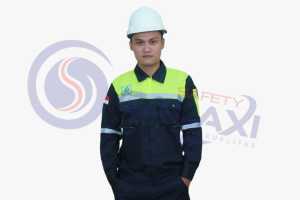 Wearpack STELAN Kemeja Safety Lengan Panjang Warna Dongker KOMBINASI STABILO