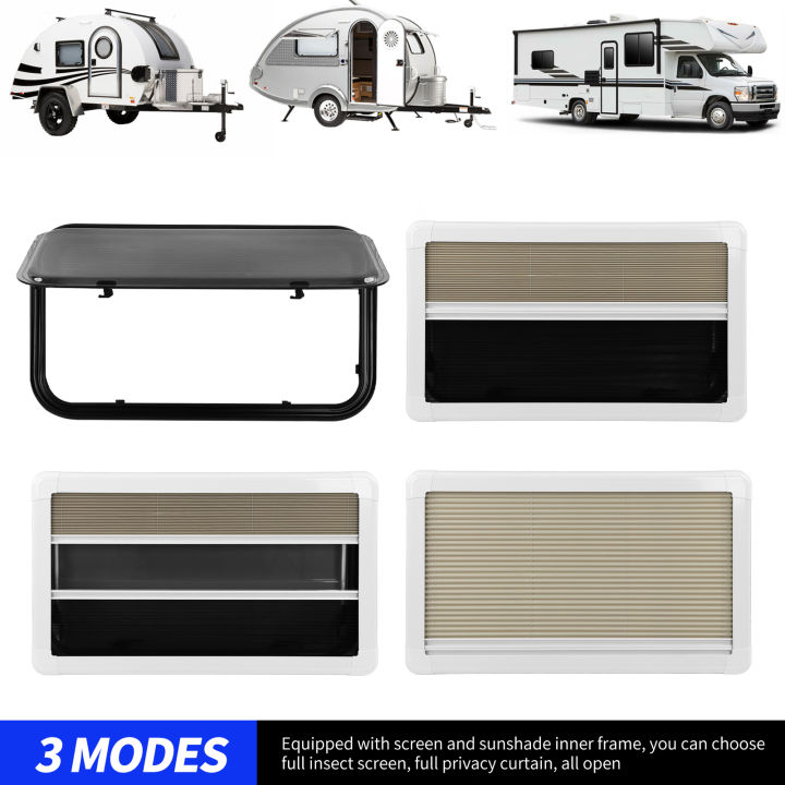 Push Out Rv ร้อน 900x500 มม. RV Push Out Window Double Layer UV ทน 75 ° เปิดมุม ...