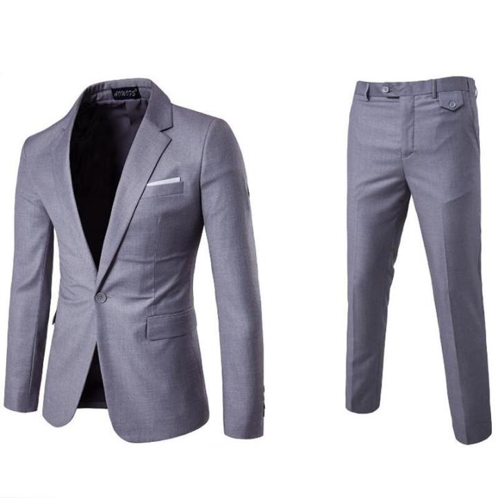 Jacket+Pant+Tie+Brooch) Men Wedding Suit Male Tuxedos Blazers Slim Fit Suits  For Men Costume Business Formal Party Dress S-6XL