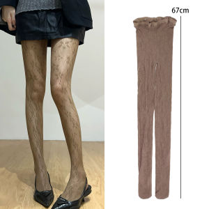 Spicy Girl Style Leggings Paired with Skirts Elegant Hollow Pattern Pantyhose Lace Edge Fishing Net Stockings