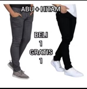 TURUN HARGA - Celana Jeans Pria Lelaki Dewasa Hitam Pensil Slimfit Slim Fit Slimpit Slim Pit Skinny Stretch Street Setrit Strit Karet Melar / Jins Panjang / Jens / Cowok / Murah / Keren / Gaul / Item Polos / Terbaru 2022 AL BASIT