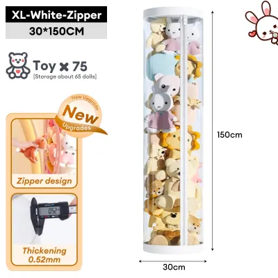 The Furniture PVC Doll Storage Box Transparent Cylindrical Toy Storage Bucket Large-capacity Dustproof Doll Storage Organizer for Kids